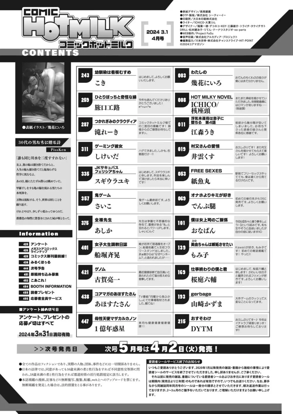 コミックホットミルク 2024年4月号 Page.2