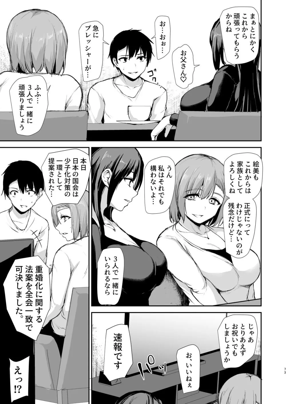 巨乳が2人いないと勃起しない夫のために友達を連れてきた妻3 Page.74