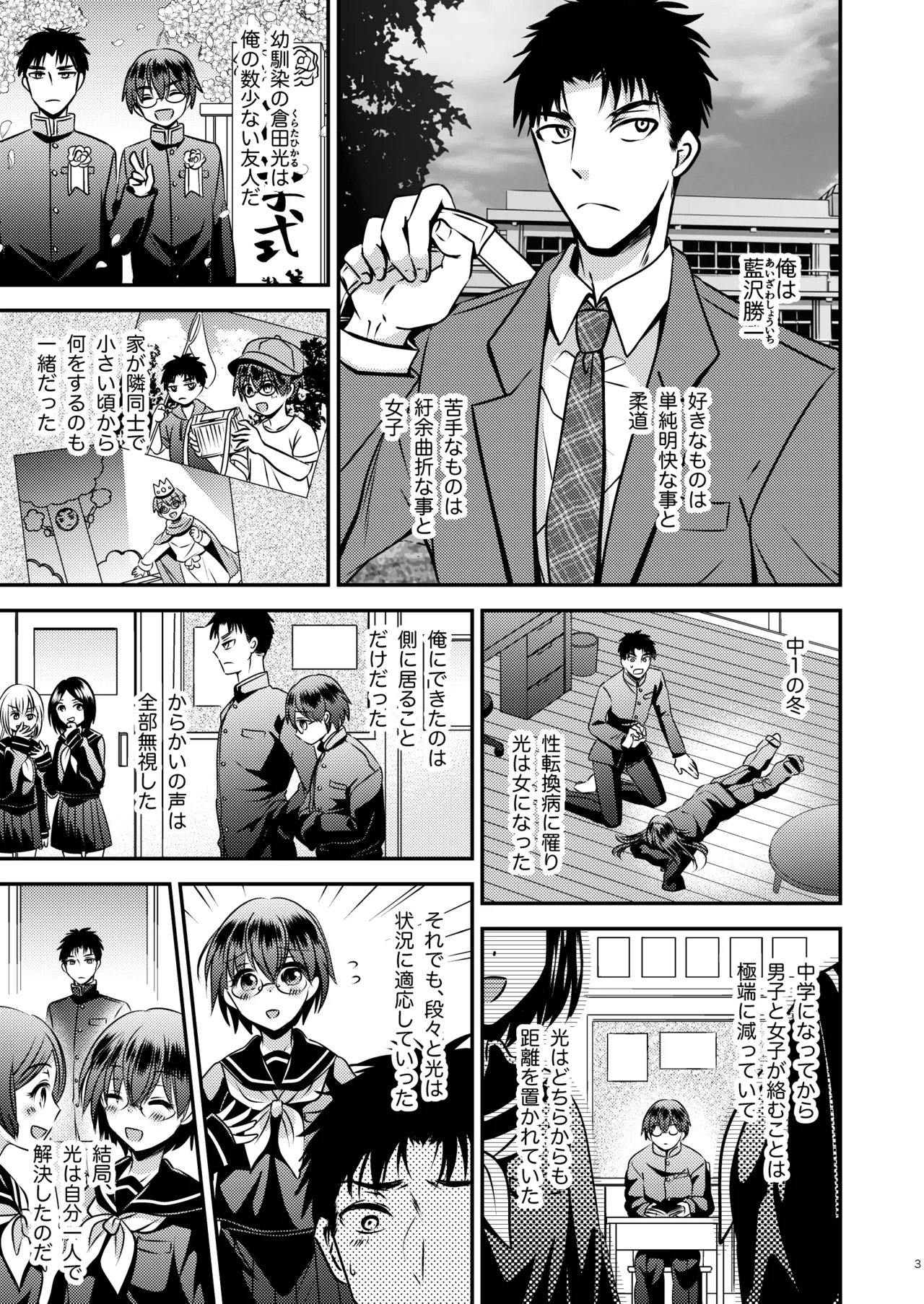 彼氏もちTS地味子のボクと親友 Page.3